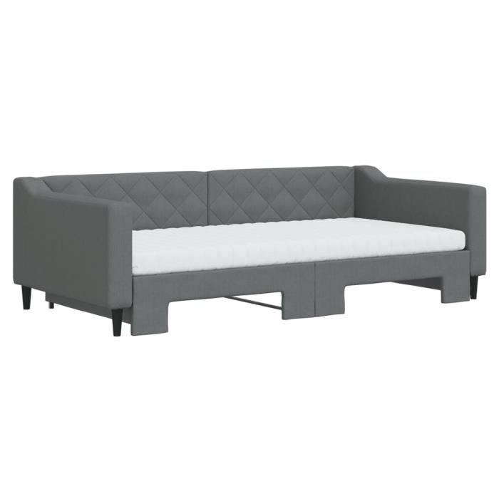 VidaXL Lit de jour avec gigogne et matelas gris foncé 100x200 cm tissu 3197450