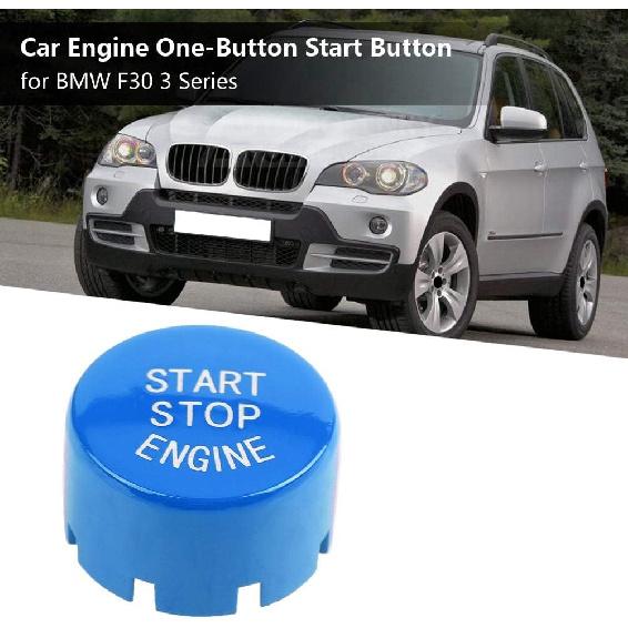 Push Switch Button, Engine Switch Cover, Car Engine One-Button Start Button Fitment for F30 G/F Disk Bottom with Start&Stop(Blue)