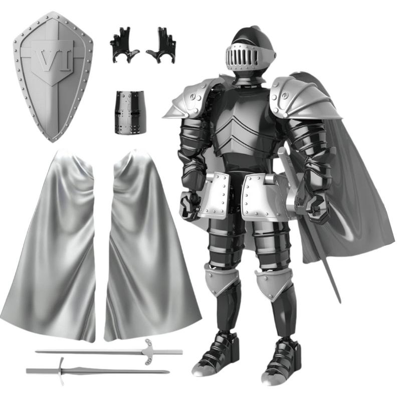 Knight Action Figures 3D Printed Movable Shapeshift Robot Toy Medieval Knight Collectible Figurine Multi-Jointed Action Figure