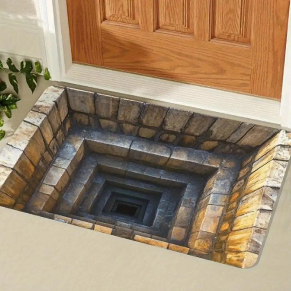3D-Effekt Muster Fußmatte, Rutschfeste Bodenmatte, Geeignet für Wohnzimmer, Schlafzimmer, Badezimmer, Ferienhaus Dekormatte