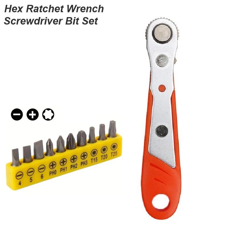 Mini Ratchet Wrench Screwdriver 1/4 Hex Adjustable Quick Release Socket Handle Repair Hand Tool For Car Repair Close Quarters