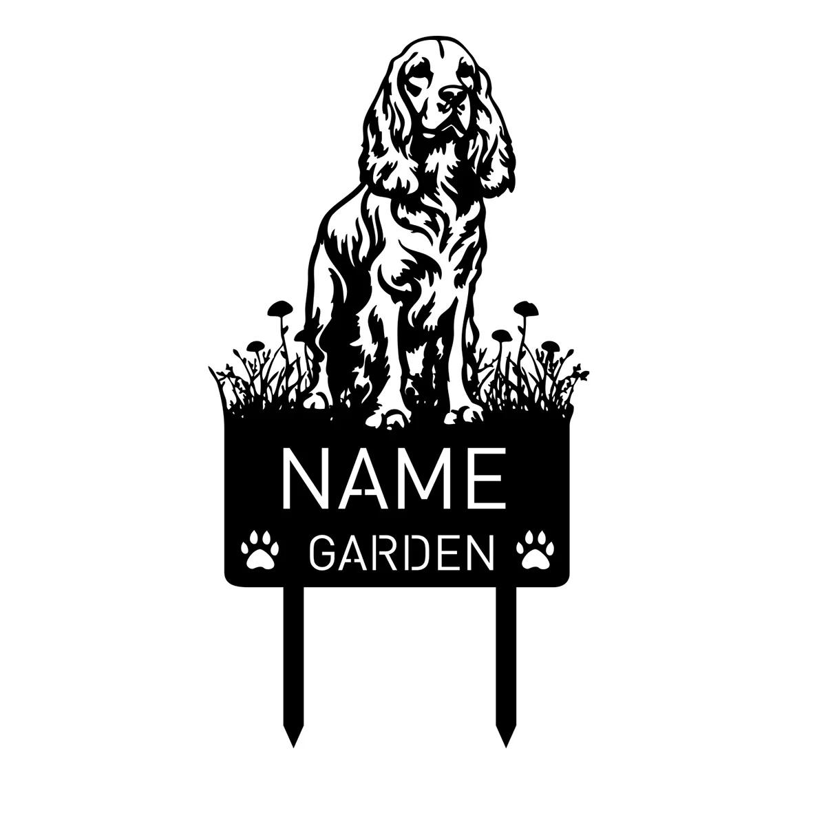 

Metal Garden Stake Custom Dog Memorial Sign Personalized Pet Grave Marker Outdoor Decor Cocker Spaniel чёрный