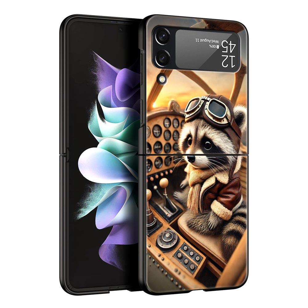 

Mapache Hard PC Phone Case For Samsung Galaxy Z Flip 7 6 5 4 Black Cover For Galaxy Z Flip 3 Foldable Shell Fundas Capas Coque Z Flip 7