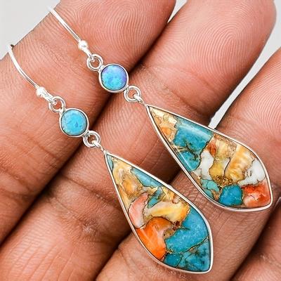 Imperial Stone Design Dangle Kolczyki Retro Bohemian Style Cynkowy Stop Powlekany Biżuteria Energetyczne Ozdoby Dla Kobiet