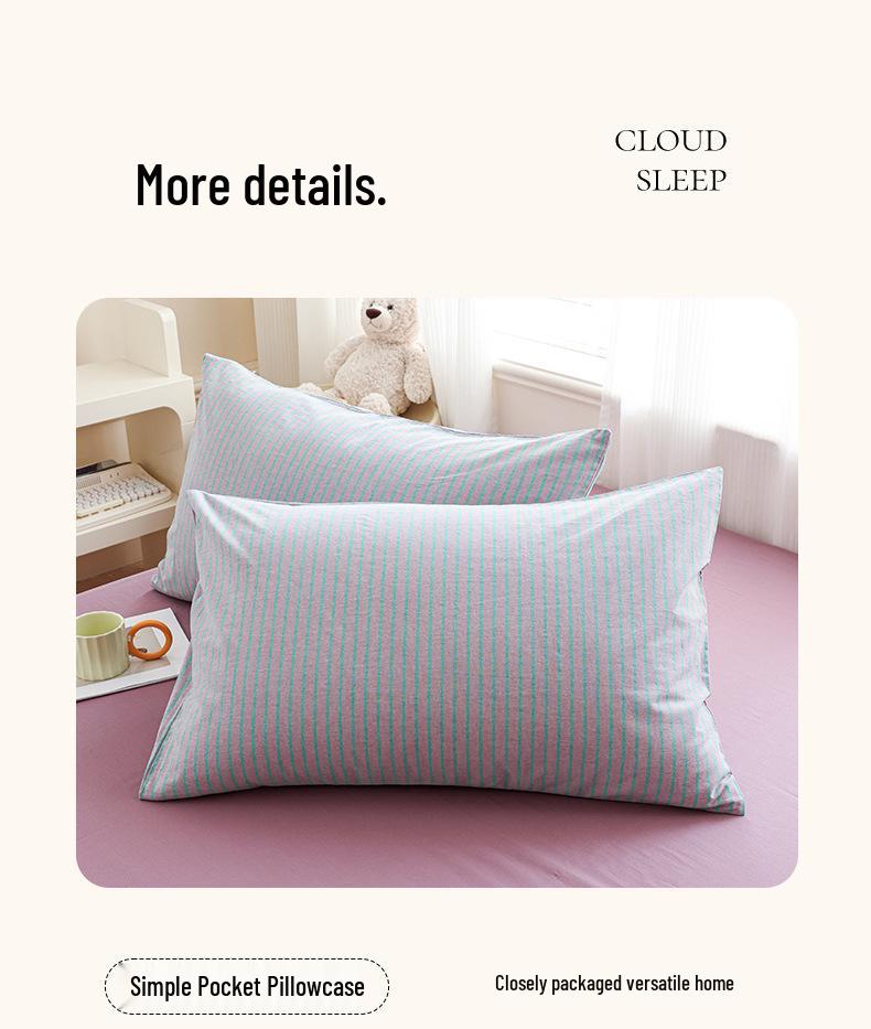 New Woven Cotton Pure 4-Piece Bedding Set: Skin-Friendly Pillowcase & Fitted Sheet