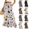 Women's Halloween Print Wide Leg Pants High Waist Drawstring Casual Loose Fit Long Trousers with Pockets