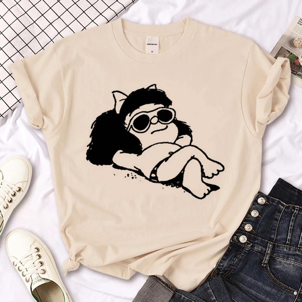 Mafalda T-shirts Women Japanese Tee Female Funny Designer Graphic Clothes  Y2k Top  Shirts for Women