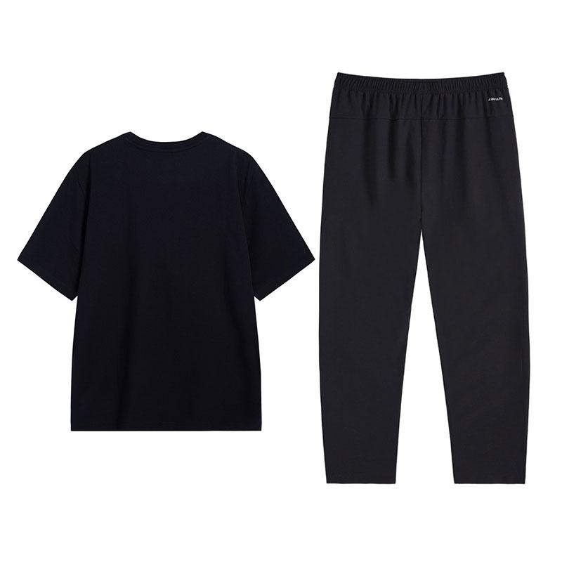 Li-Ning Breathable Versatile Short Sleeve T-Shirt And Comfortable Long Pants Sports Set Men sets Black B61-1+V811-1