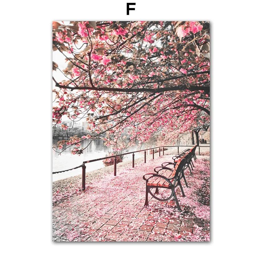 Wielkanoc Wiosna Różowy Sakura Farmhouse Świeży Kwiat Romantyczne Plakaty Malarstwo Płótno Sztuka Ścienna Obrazy Do Salonu Wystrój Domu