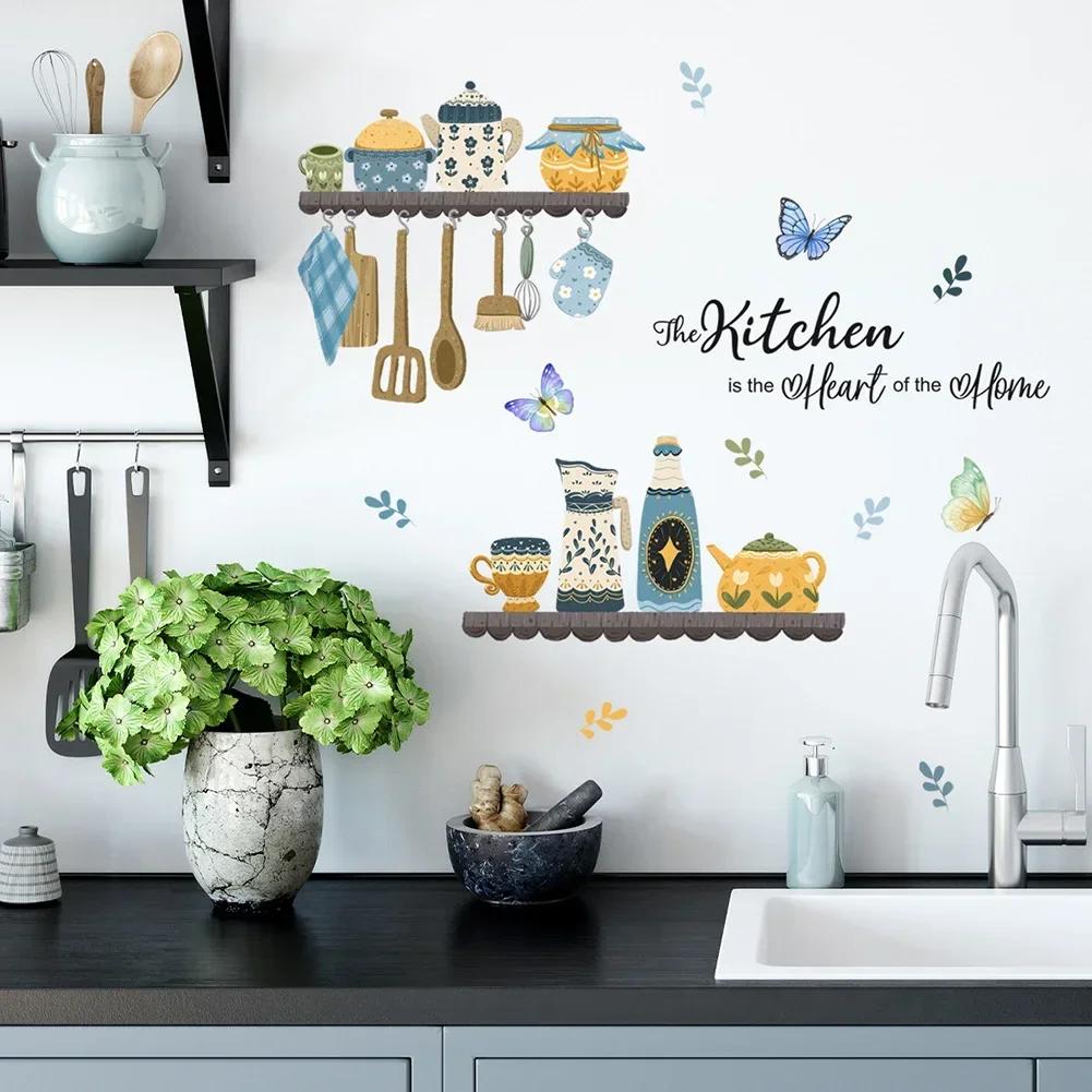 Creative Kitchen Wall Stickers Removable Vinyl PVC Living Room Kitchen Stain Resistant Home Decor Wall Stickers