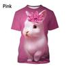 Modisches Tier Hase 3D-Druck T-Shirt für Herren und Damen Sommer Lässig Kurzarm Rundhals Shirt Top