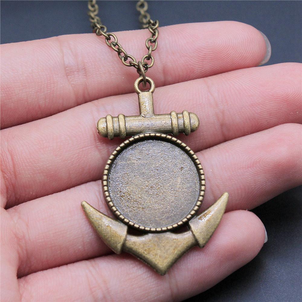 20mm Glass Cabochon Base Setting Tray 45cm Or 70cm Long Chain Necklace Girl Jewellery Wedding Anniversary New In DIY
