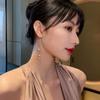K Real Gold Electroplated Silver Needle Pearl Fringed Ear Line European and American Personalized Exquisite Earrings Light Luxury High-end Earrings
