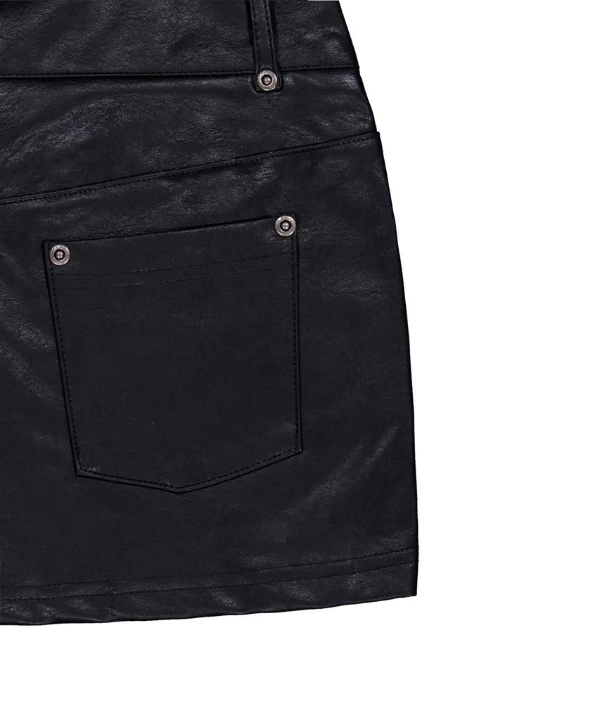 ROCKCAKE Leather Zipper Mini Skirt - Black