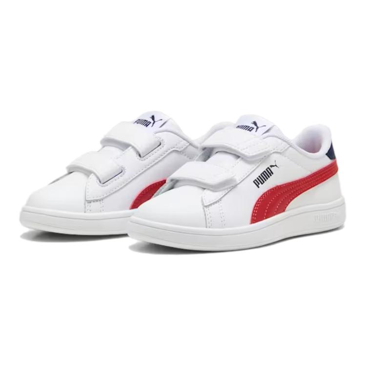 Puma Smash 3.0 Comfortable Versatile Low-Top Kids Skate Shoes Kids Sneaker White Red 392033-12