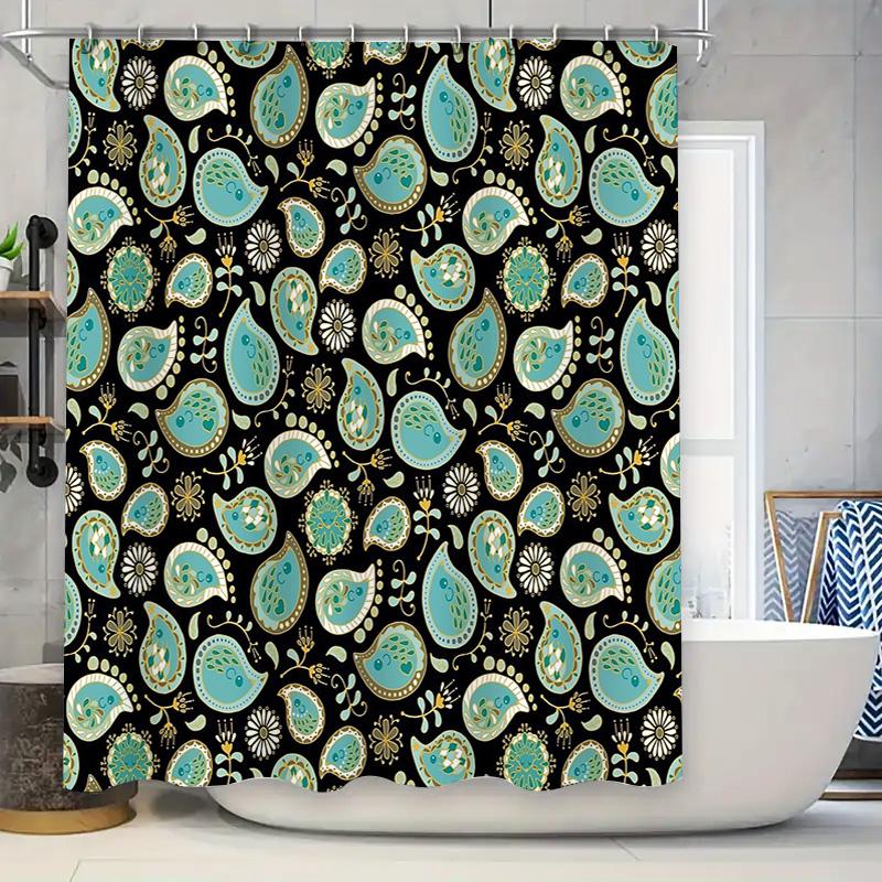 

Unframed Bathroom Curtain Floral Vintage Paisley Print Waterproof Shower Curtain Sets Home Decor W60H190(CM)-1 Pcs