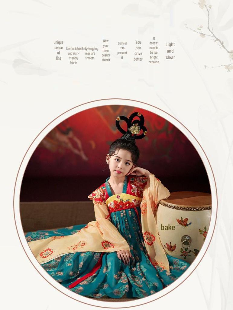 Meisjes Dunhuang Apsara Hanfu: Tangpak in Oude Stijl, Etnisch Kinderkostuum voor Zomer en Herfst