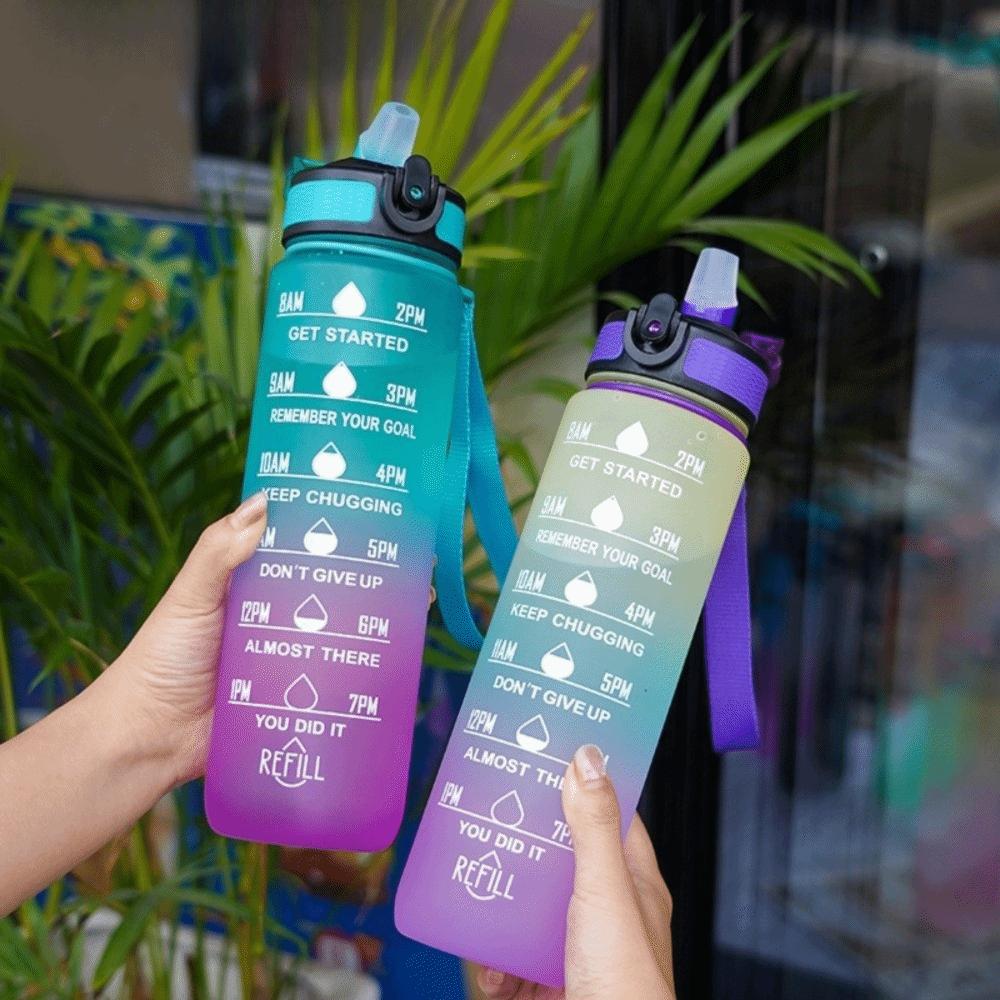 1000ML Sport-Wasserflasche mit Strohhalm Große Kapazität Plastik-Wasserflasche mit Strohhalm Reise