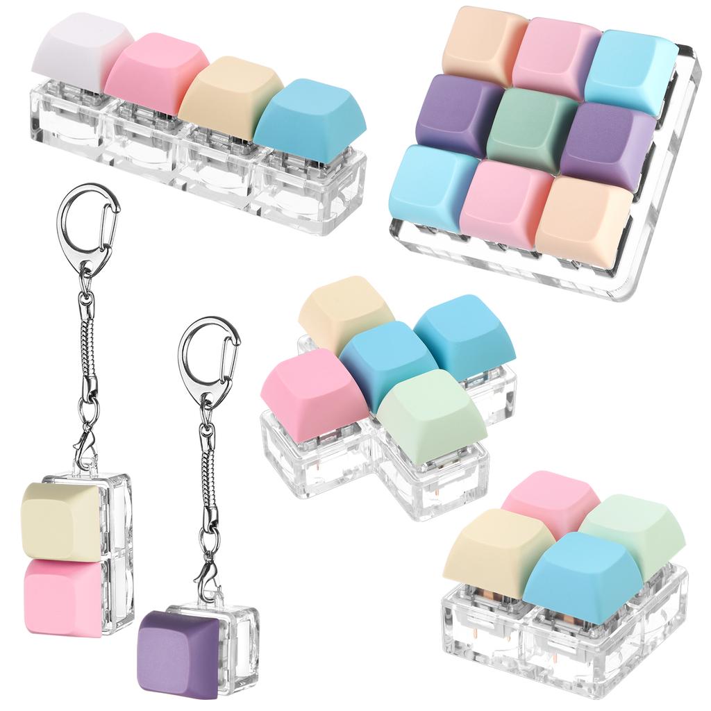 6 Stück Tastatur Fidget Schlüsselanhänger Dekompressionsspielzeug Tastatur Fidget Clicker Finger Tastatur Spielzeug, Fidget Schlüsselanhänger mit LED-Licht St