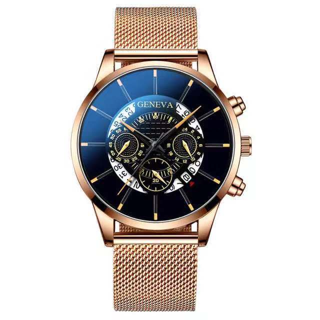 Business Leisure Watch, Transparent Hollow Non-Mechanical Men'S And Women'S Alloy Mesh Belt Calendar Watch