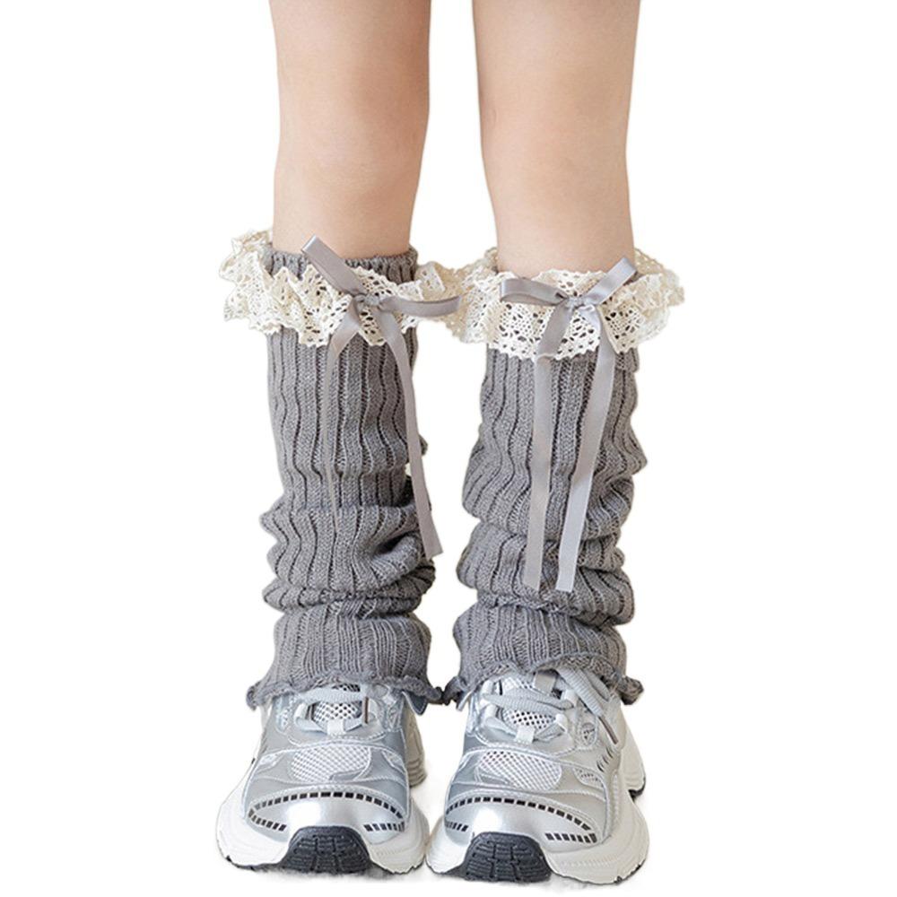 

Knitted Foot Cover High Elastic Children s Foot Warmer Lolita Style Socks Autumn Winter Season світло-сірого кольору