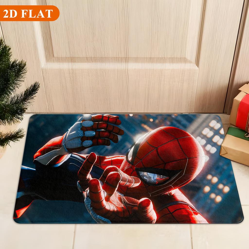 1pc MARVEL Spiderman Shoots Web Bath Mat & Rug Suitable for Bathroom, Kitchen, Bedroom Entrance - Large Non-Slip Flannel with