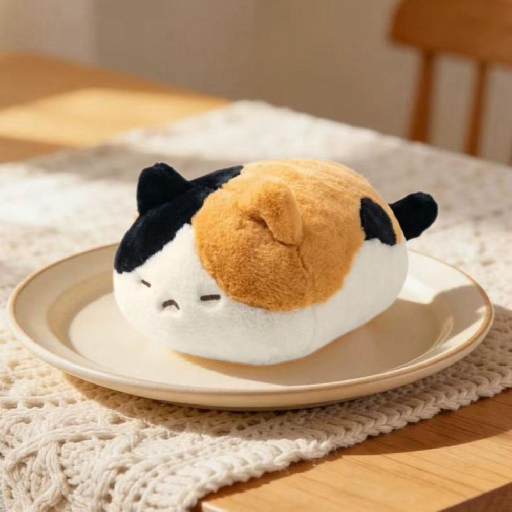 Cartoon Round Drum Cat Plush Toy Fluffy Soft Calico Cat Plush Wrist Gift for Children