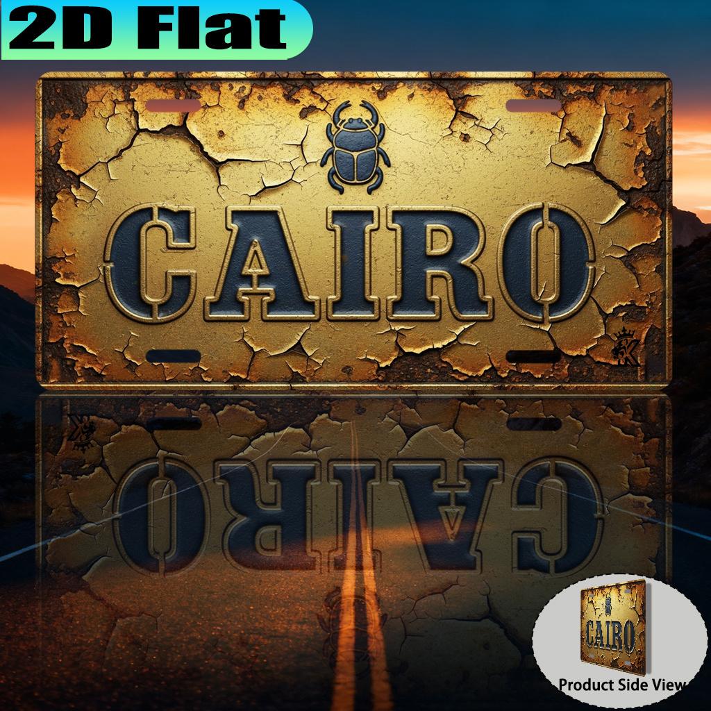 D Flat pc Vintage Aluminum Sign from Cairo (X Inch Retro Urban Style Gift for Travel Enthusiasts Commemorative Gift