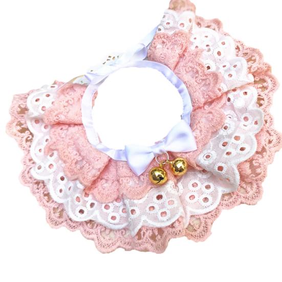 

Pet Dog Cats Puppy Three-layer Lace Bowknot Bell Collar Bib Necklace Neck Strap S Golden Bell