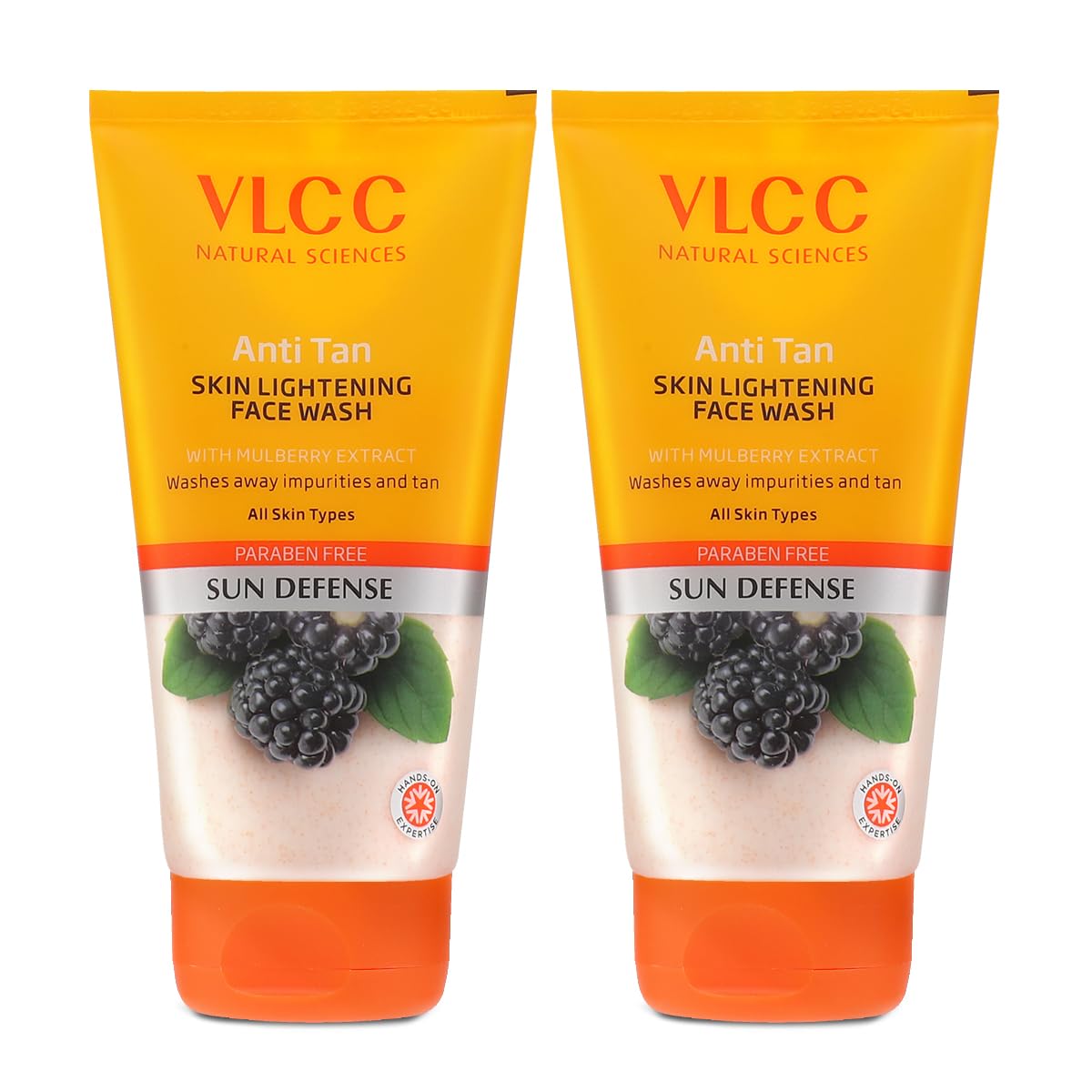 VLCC Anti-Tan Skin Lightening Face Wash - 150 ml x 2 (300 ml) | With Mulberry & Orange Peel Extract | Brightening Sunscreen with Broad Spectrum Pro