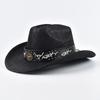 Faux Leather Cow Print Cowboy Hat Vintage Gentleman Cowgirl Jazz Hats for Men Women Sombrero Hombre