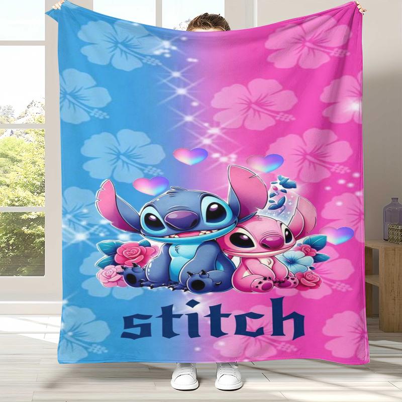 

Kawaii S-Stitch Cartoon Flannel Blanket,Ultra Soft Warm Plush Throw for Home Bedroom Bed Sofa Cover Camping Picnic gift kids 75x90cm