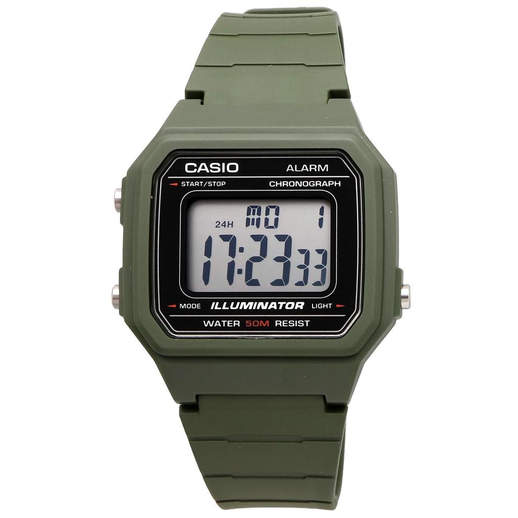 Pánské standardní digitální hodinky CASIO, vojenská zelená, zámořský model [Casio] W-217H-3AV [Položka]