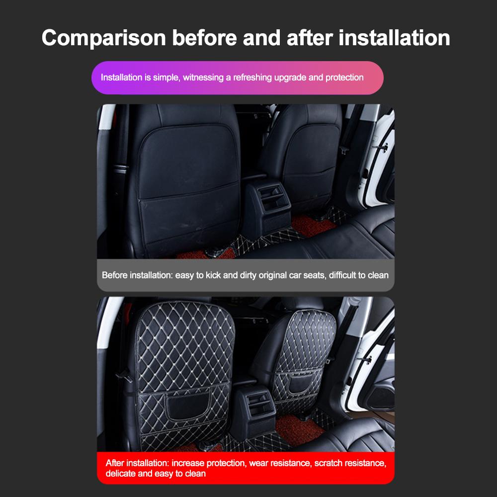 PU Leather Car Seat Back Protector Cover Children Kids Anti-Kick Mat with Storage Bag Auto Back Seats Covers Vehicles Anti Child Kick Anti Dirt Pad