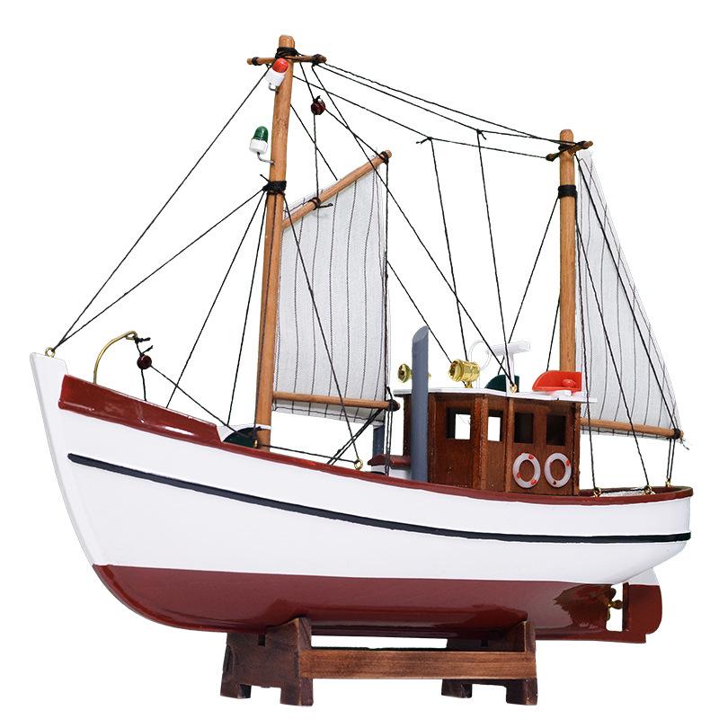 Handmade Wooden Sailboat Model - Smooth Sailing Decorative Craft Boat Birthday Gift
