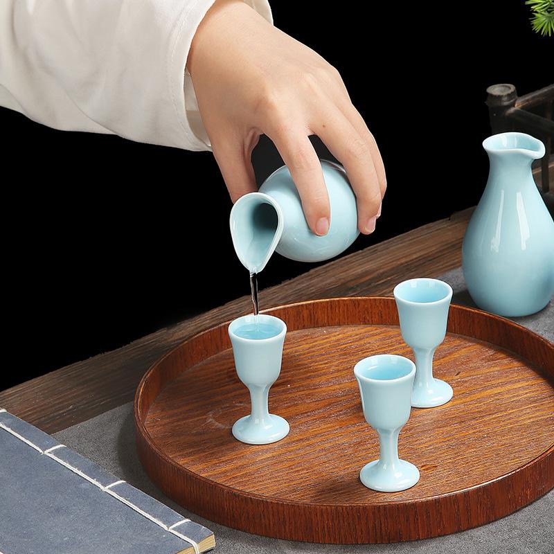 Japanese Sake Set Ceramic Traditional Ceramic Four Sake Cups Two Pots Baijiu Dispenser Party Restaurant Set In Gift Box 2025 New