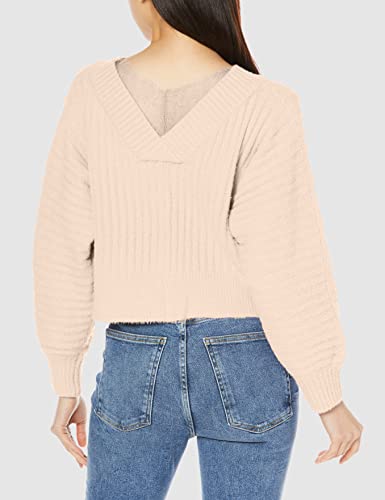 Jill by Jill Stuart Women's V-Neck Ribbed Knit Sweater in Ecru, FR