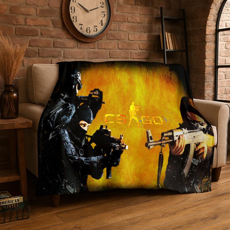 

Counter Strike CS GO Game Gamer Flannel Blanket Soft Warm Throw Blanket for Bedroom Living Room Bed Travel Camping Picnic Gift 75x90cm