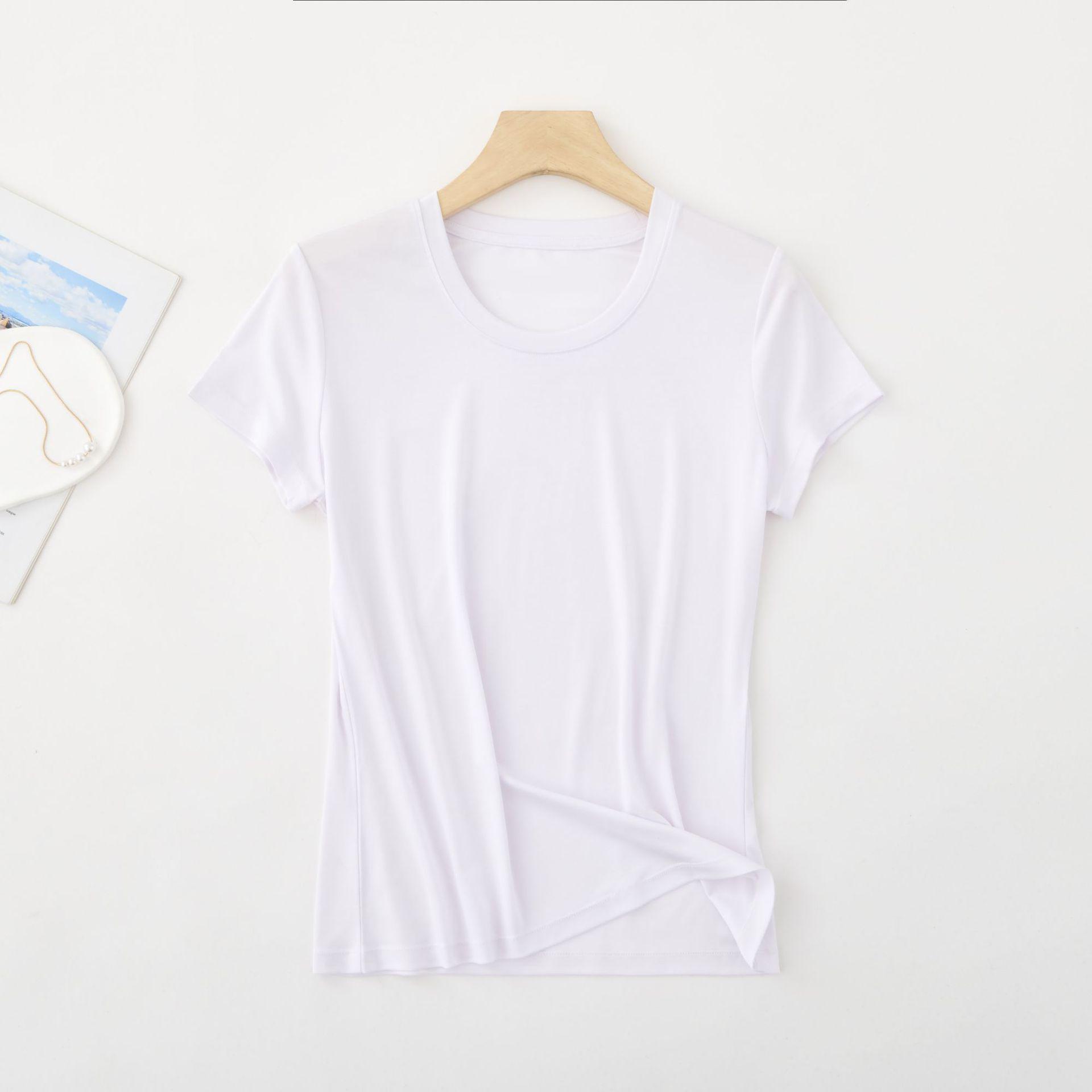 

Антибактериальная женская футболка из модала класса А с коротким рукавом - Круглый вырез, Однотонная для весны/лета L