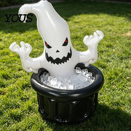Ghost Ice Bucket Inflatable Bucket, Halloween Party Drink Tub, White Beverage Cooler for Decor, Outdoor Picnic Storage