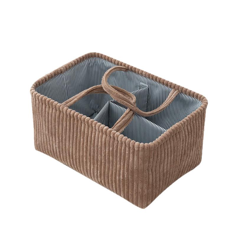 Fabric Storage Basket For Diapers And Clothes With Dividers For Nursery Organization
