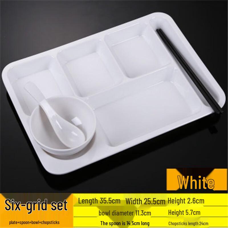Jijun Melamine Divided Lunch Tray White, 10-Pack
