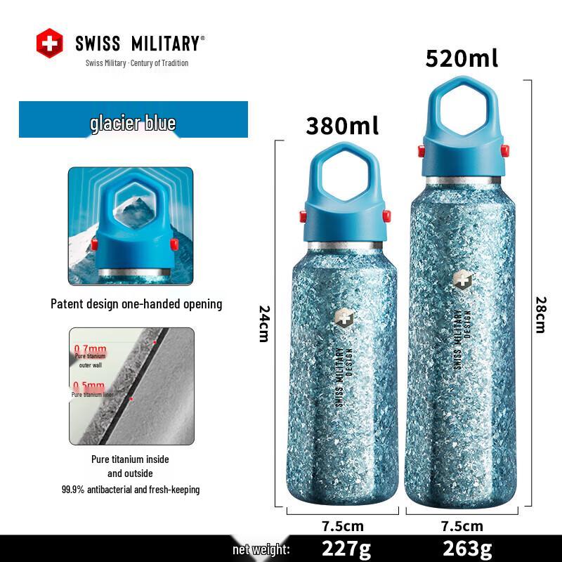 SWISS MILITARY Alpine Pure Titanium Hexagonal Water Bottle 520ml