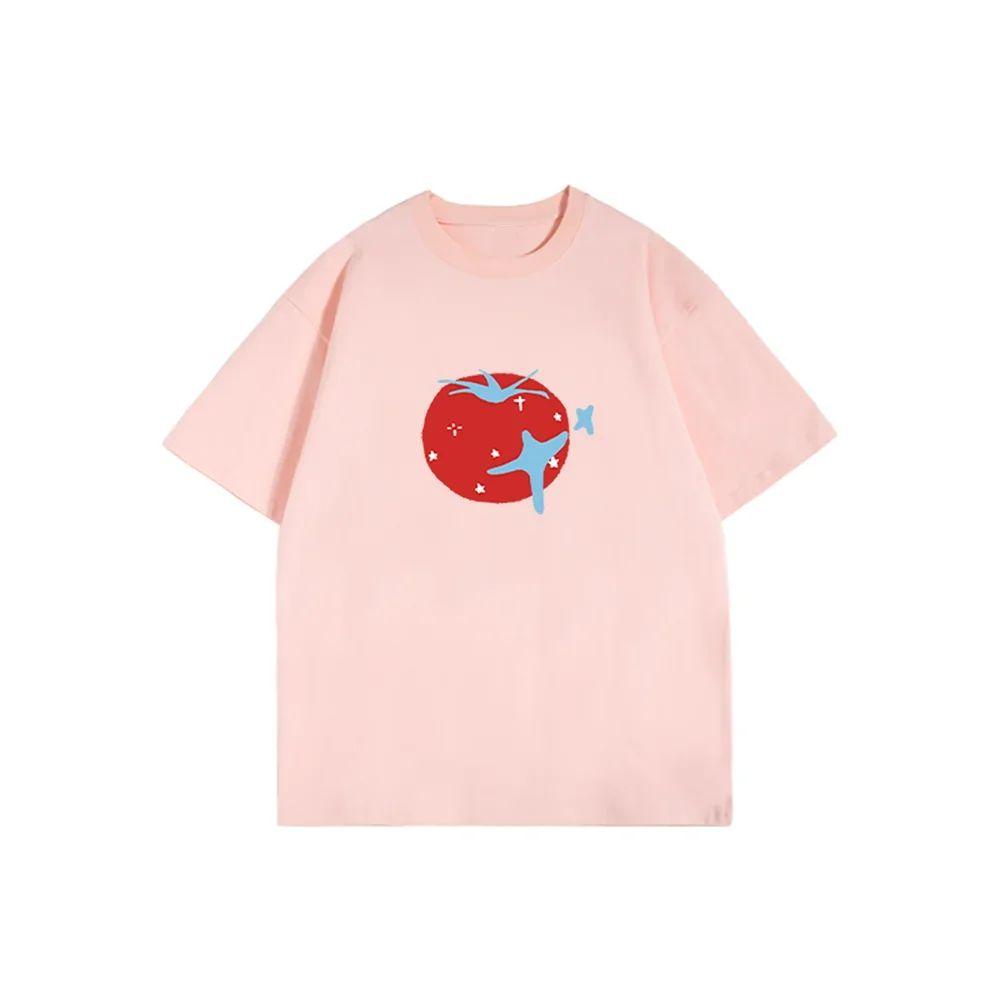 

New Styles Aesthetic Tomato Printed T-shirt Casual Fashion Loose Vintage Short Sleeve Graphic Cute Women s Tops Women Clothes 4XL