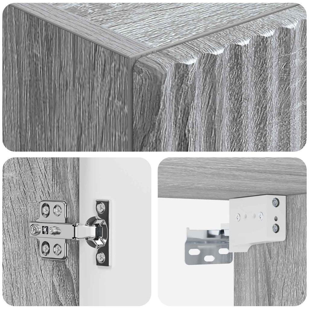 Wall Mounted Bathroom Cabinet Grey Sonoma 33 X 34.5 X 60 Cm
