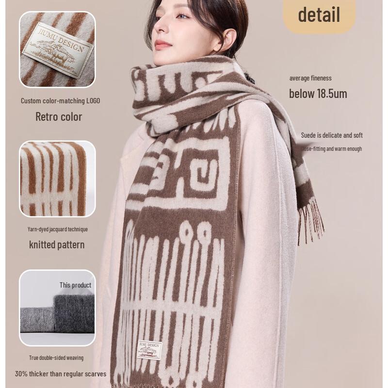 JIUMU Women's Pure Wool SZ085 Double-Sided Scarf