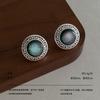 Chinese-style paper pattern relief round Fritillary stud earrings, national style retro design, commuting new Chinese-style wear light luxury earrings