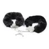 1 Pair Double Lock Manacle Soft Faux Fur Bracelet Stainless Wrist Ankle O Ring Heavy Duty Hand Cuffs Adult Couple Sex Toy Cops Criminal Cosplay Prop