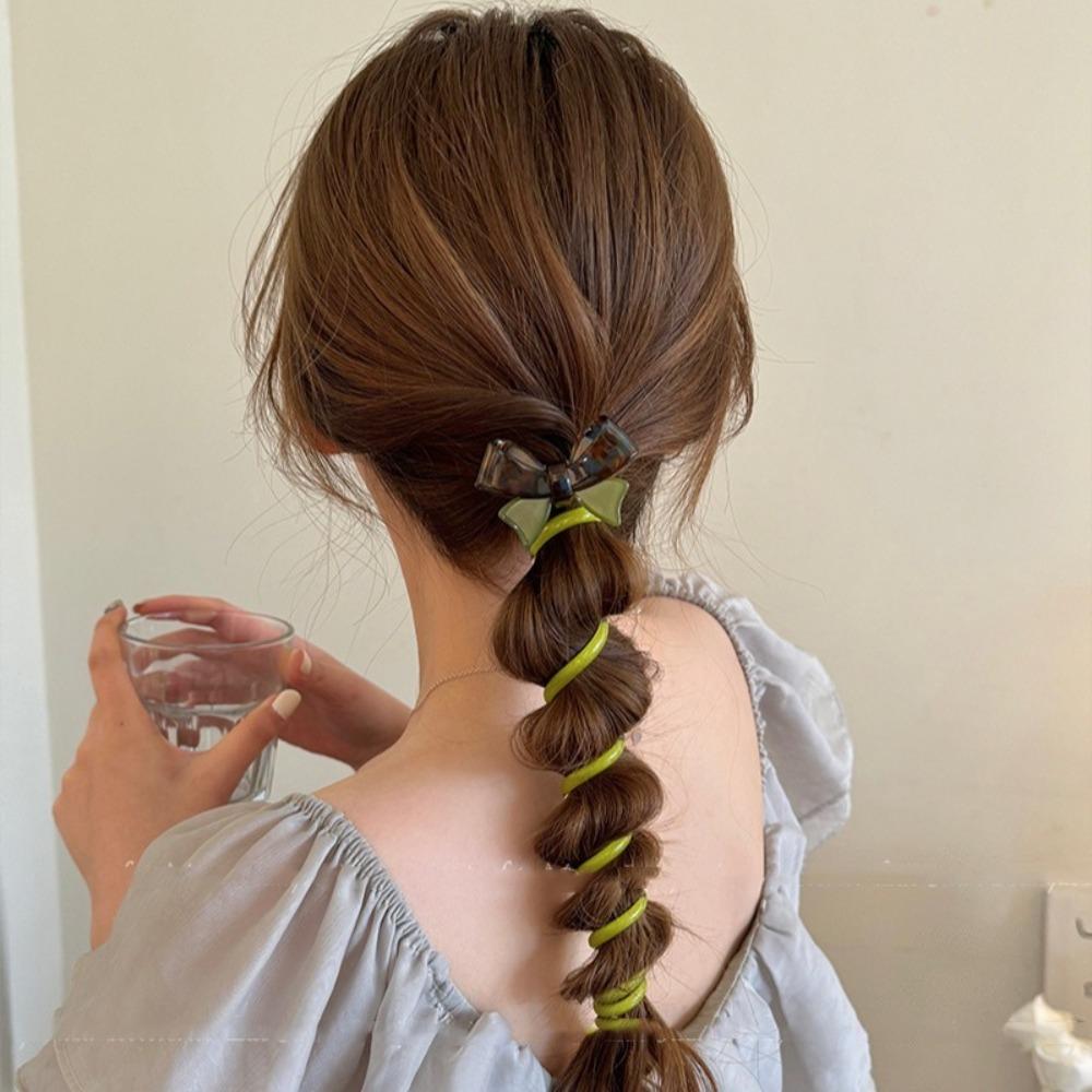 

Candy Color Telephone Line Headband Resin Crooked Hair Loop Telephone Wire Hair Rope Daily коричневый