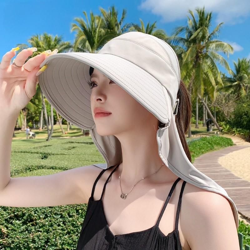 Summer Sun Protection Hat With Wide Brim And Neck Guard For Women Outdoor Sun Shield
